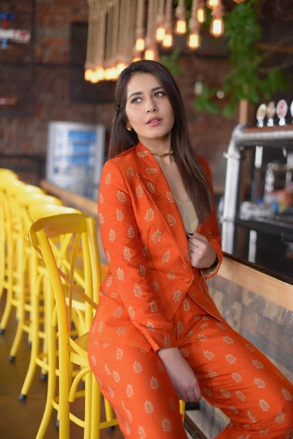 Raashi Khanna latest Photo Shoot In Long Hair Orange Dress 5